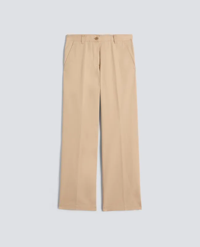 PANTALONE IN EXTRA FINE TWILL DI COTONE TINTO PEZZA - BEIGE sold by Aspesi