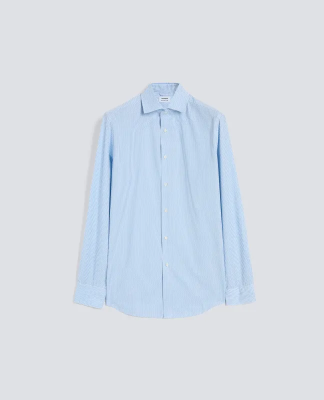 CAMICIA RIGATA CON COLLO FRANCESE - RIGA AZZURRA made by Aspesi