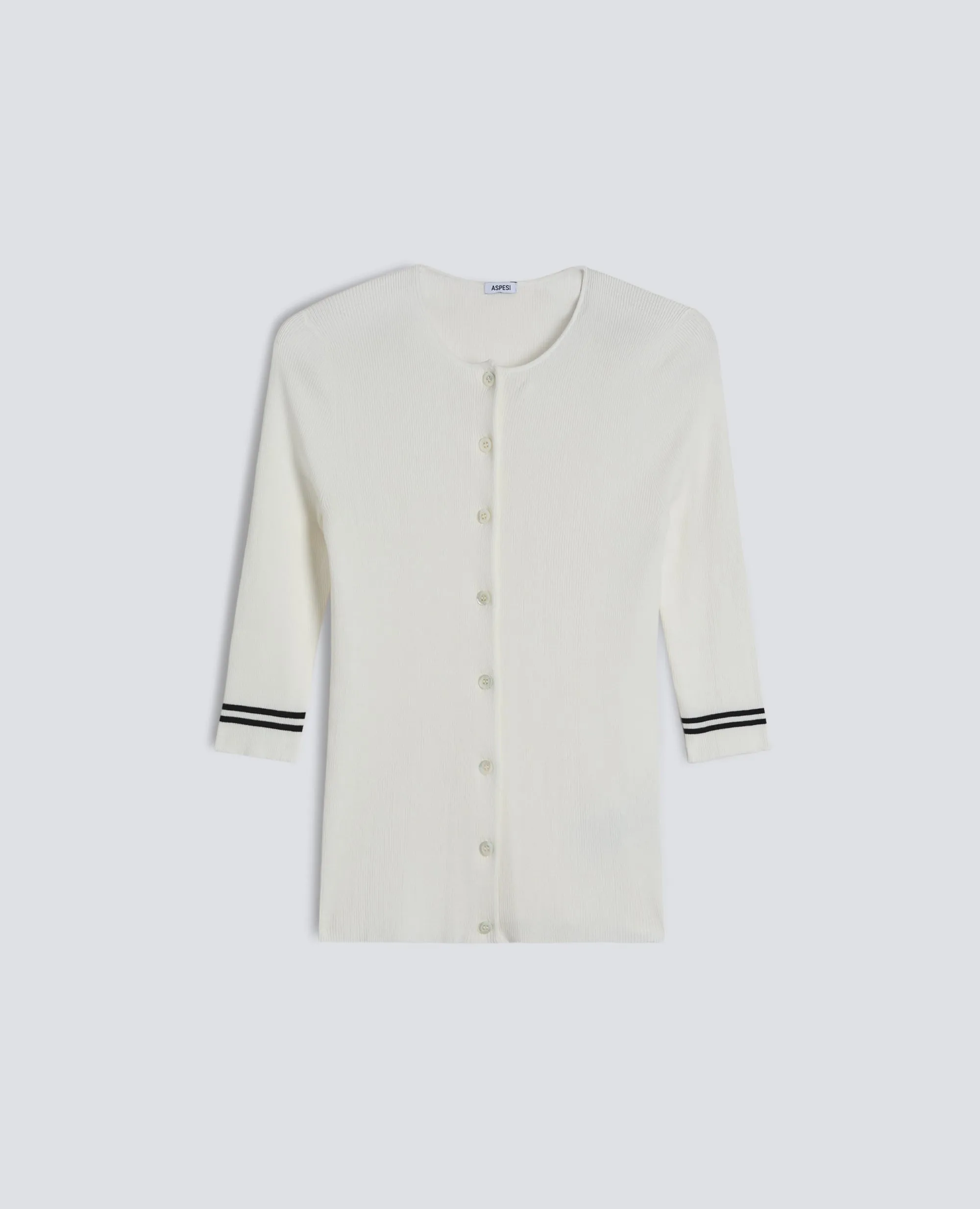 CARDIGAN GIROCOLLO IN COSTINA DI PURO COTONE - BIANCO sold by Aspesi