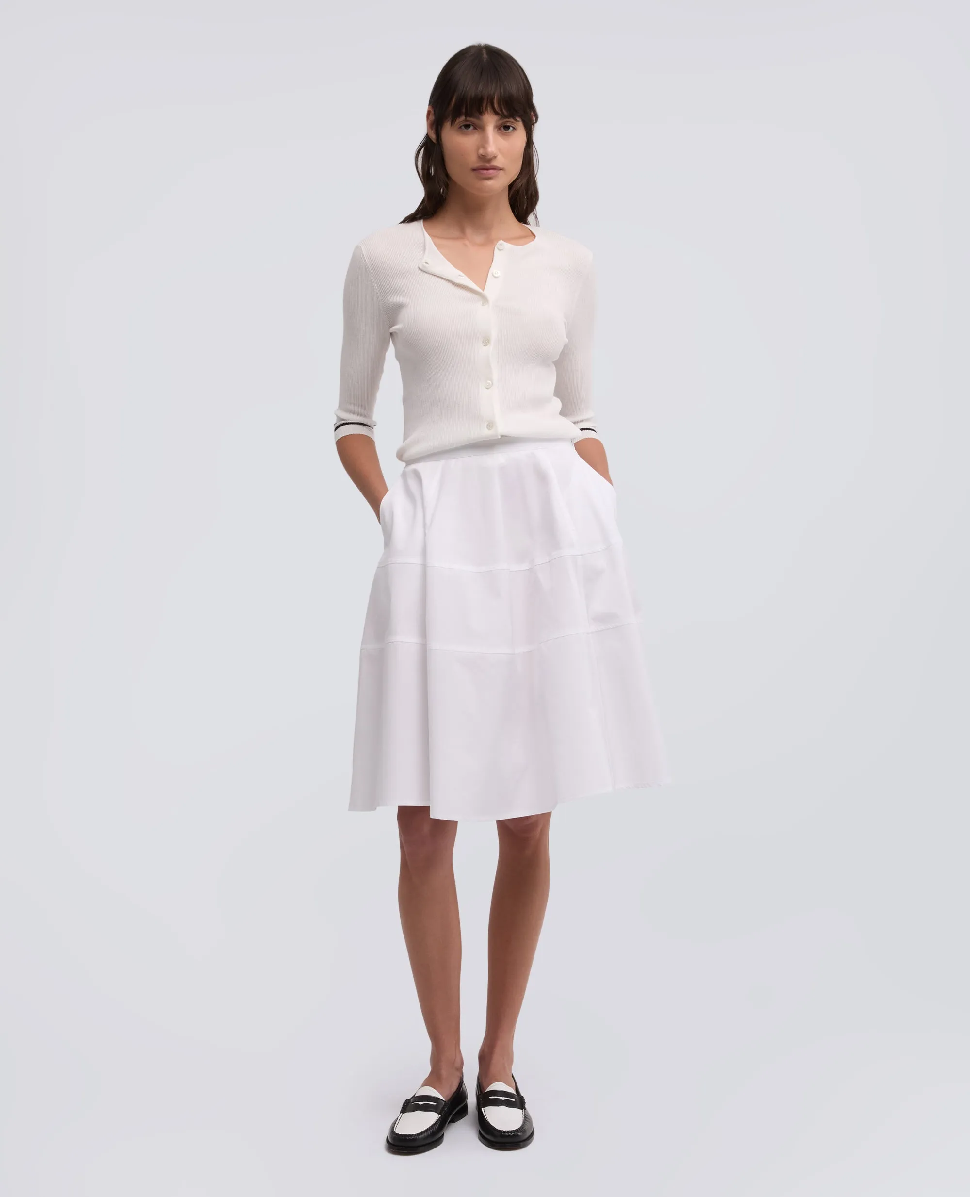 CARDIGAN GIROCOLLO IN COSTINA DI PURO COTONE - BIANCO sold by Aspesi product image thumbnail 2