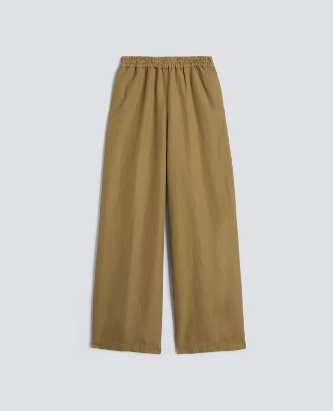 PANTALONE IN GABARDINE IN COTONE E LINO FIAMMATO TINTO CAPO - BEIGE sold by Aspesi