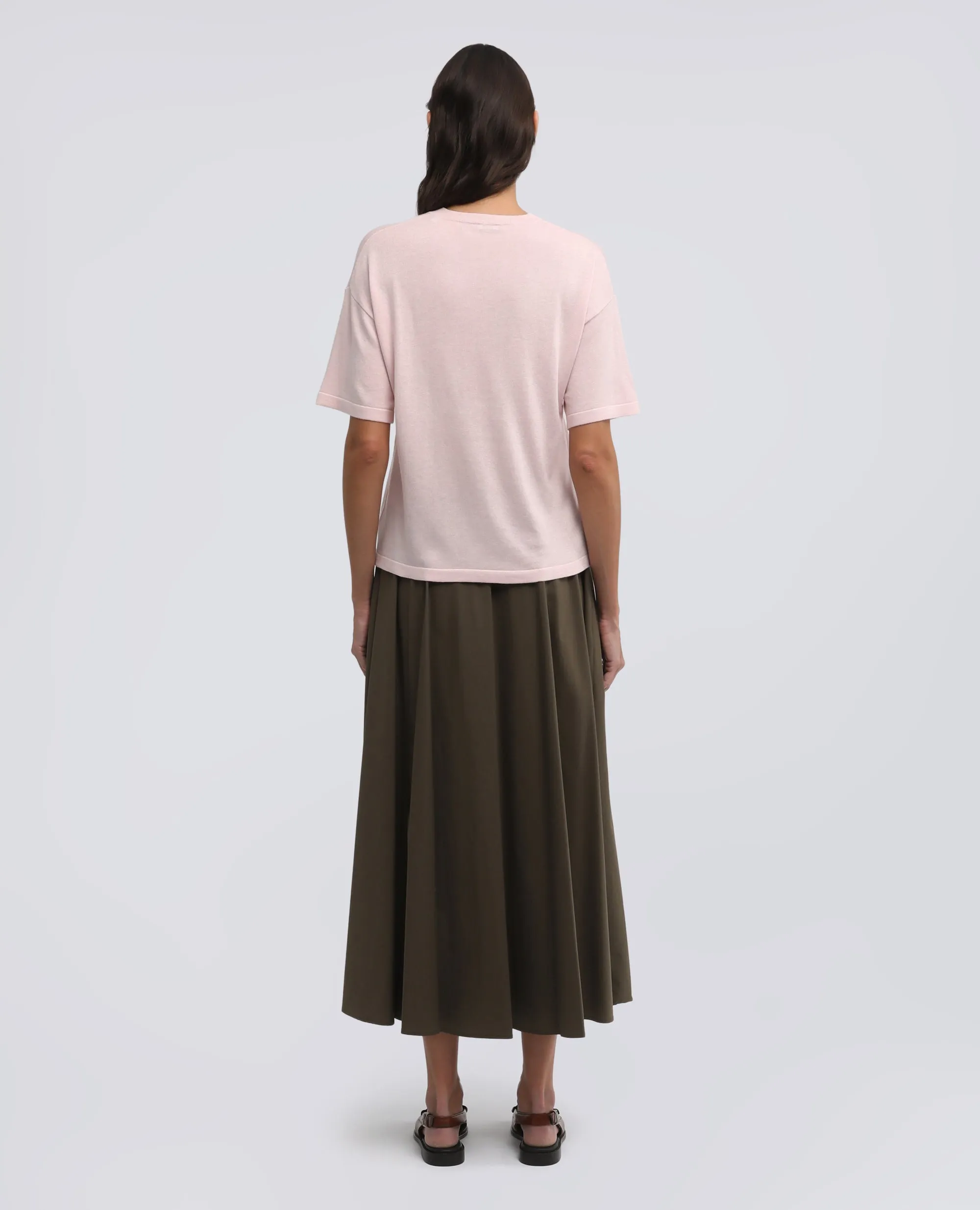 T-SHIRT DI MAGLIA IN MISTO SETA, COTONE E CASHMERE - ROSA sold by Aspesi product image thumbnail 3