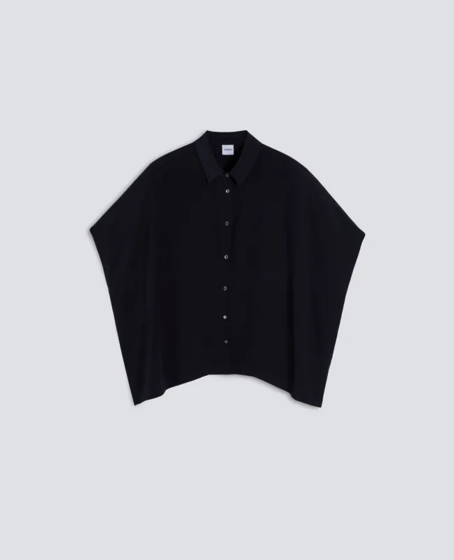 CAMICIA IN CREPE DE CHINE SETA - NAVY made by Aspesi