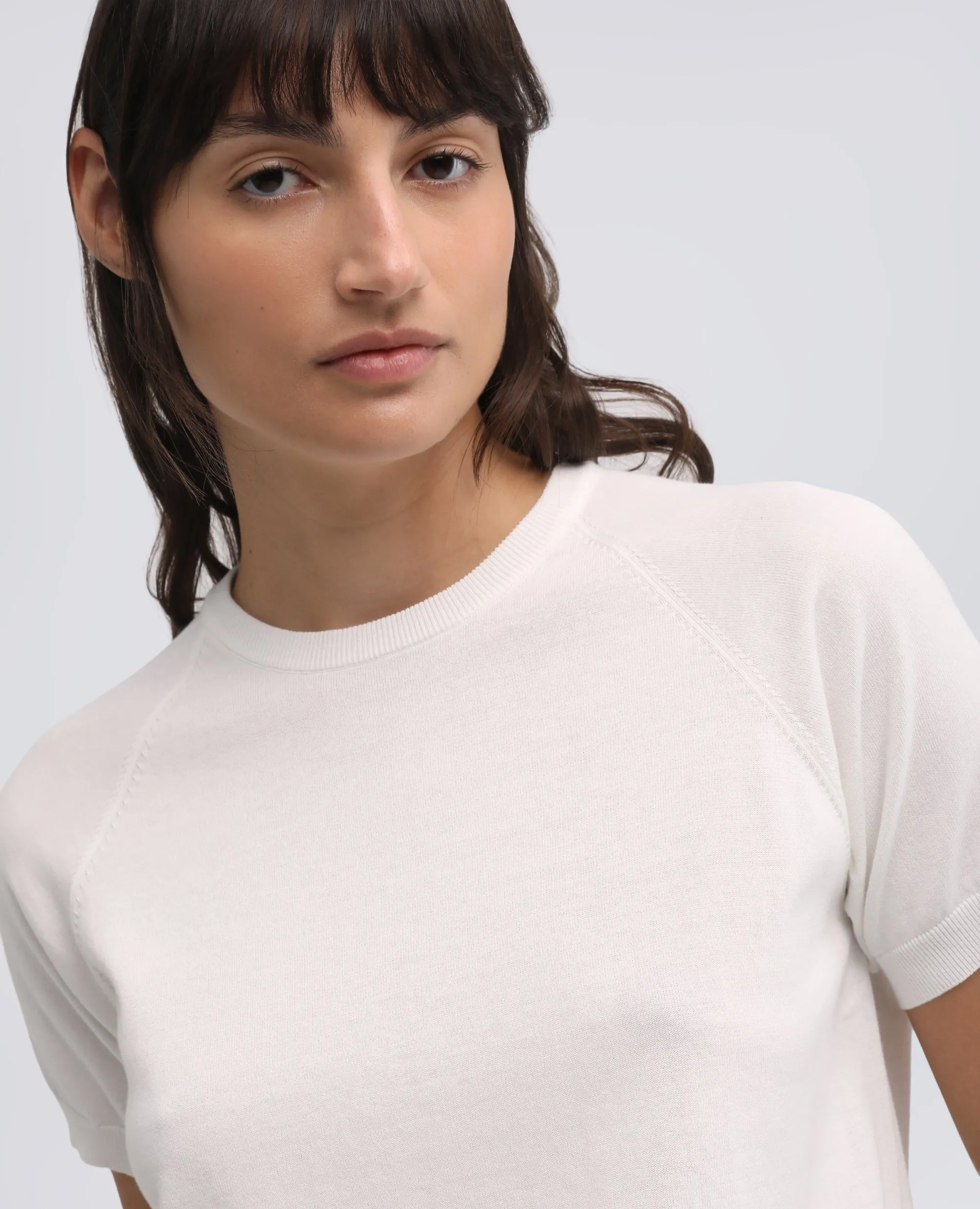 T-SHIRT GIROCOLLO IN FILATO DI PURO COTONE - BIANCO sold by Aspesi product image thumbnail 4