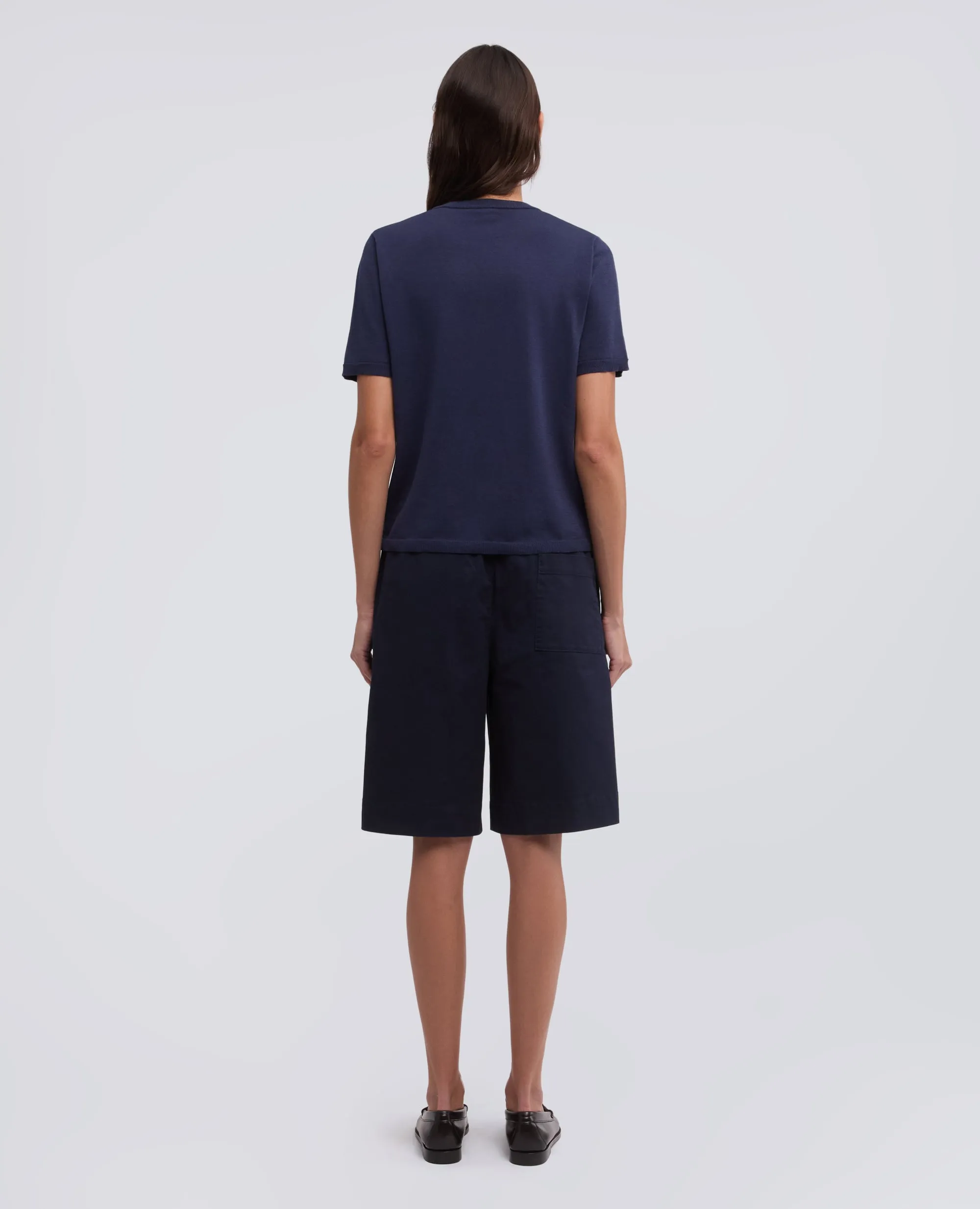 T-SHIRT GIROCOLLO IN MISTO COTONE, SETA E LINO - NAVY sold by Aspesi product image thumbnail 3