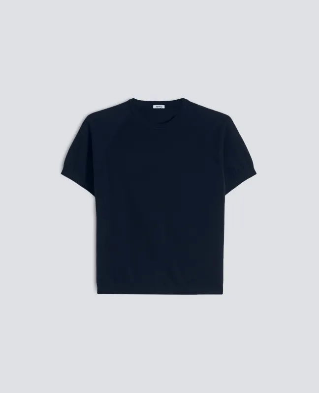 T-SHIRT GIROCOLLO IN FILATO DI PURO COTONE - NAVY made by Aspesi