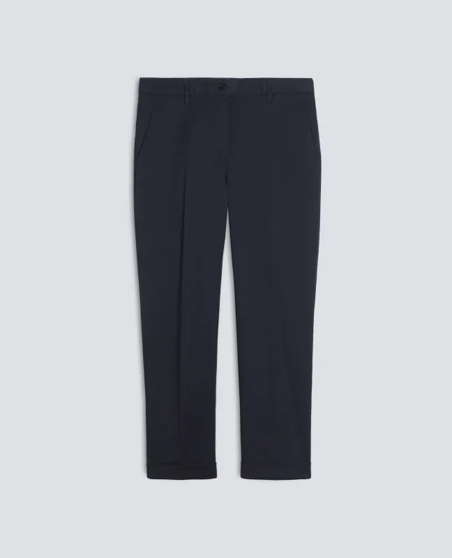 PANTALONE IN TWILL DI COTONE STRETCH - NAVY made by Aspesi