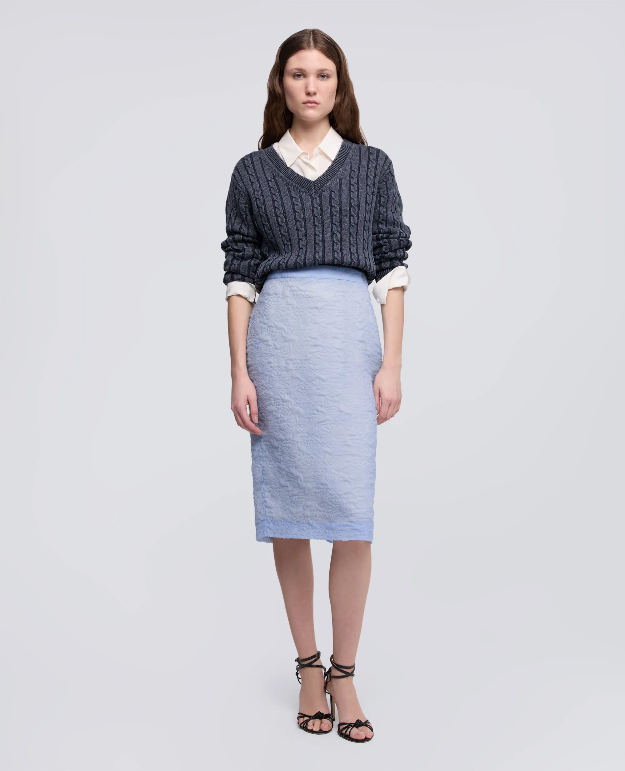 MAGLIA CON TRECCE IN COTONE STONE WASHED - BLU sold by Aspesi product image thumbnail 2