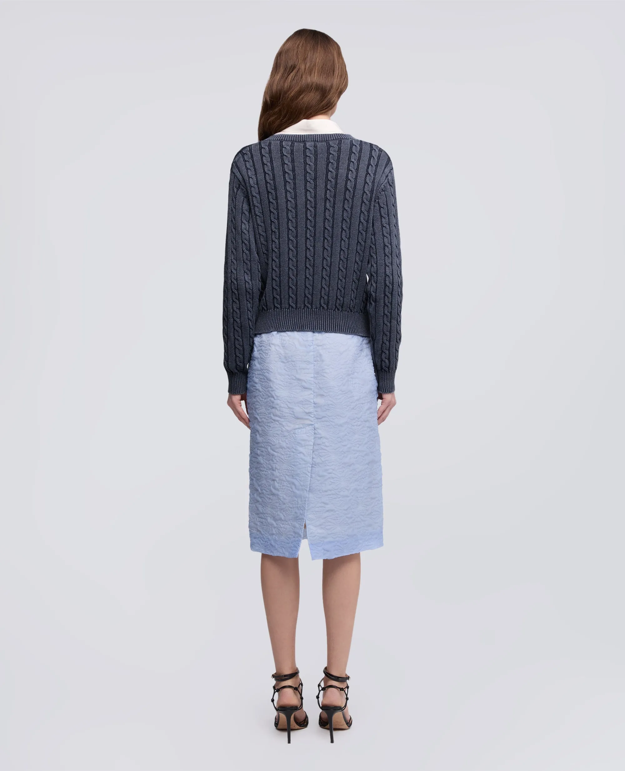 MAGLIA CON TRECCE IN COTONE STONE WASHED - BLU sold by Aspesi product image thumbnail 3