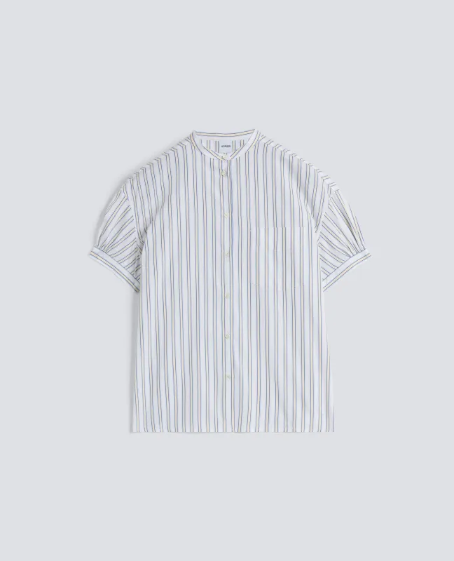 CAMICIA IN POPELINE DI COTONE CON COLLO ALLA COREANA - RIGA GIALLA made by Aspesi