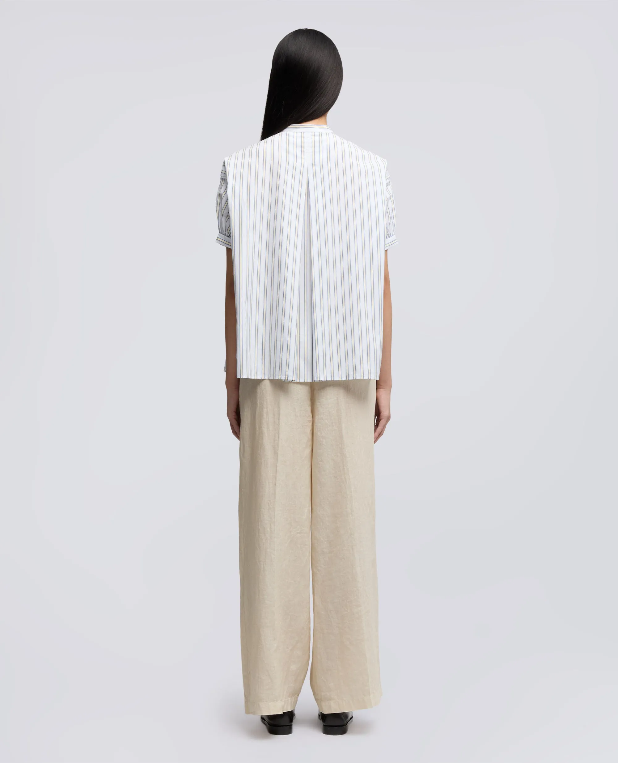 CAMICIA IN POPELINE DI COTONE CON COLLO ALLA COREANA - RIGA GIALLA sold by Aspesi product image thumbnail 2
