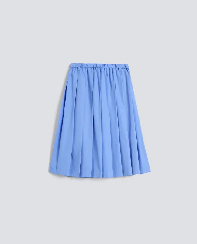 GONNA A PIEGHE IN POPELINE DI COTONE - AZZURRO made by Aspesi