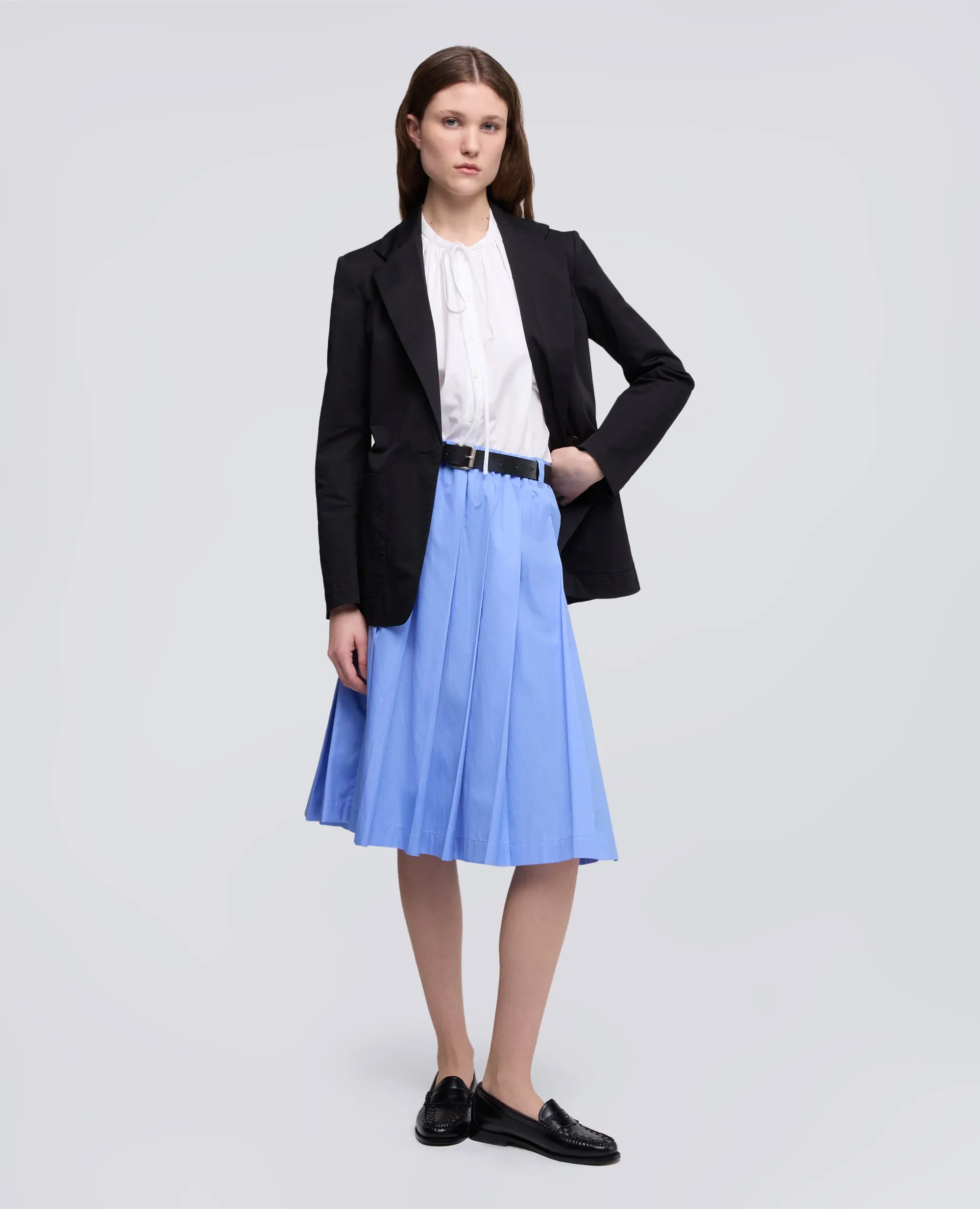 GONNA A PIEGHE IN POPELINE DI COTONE - AZZURRO sold by Aspesi product image thumbnail 2