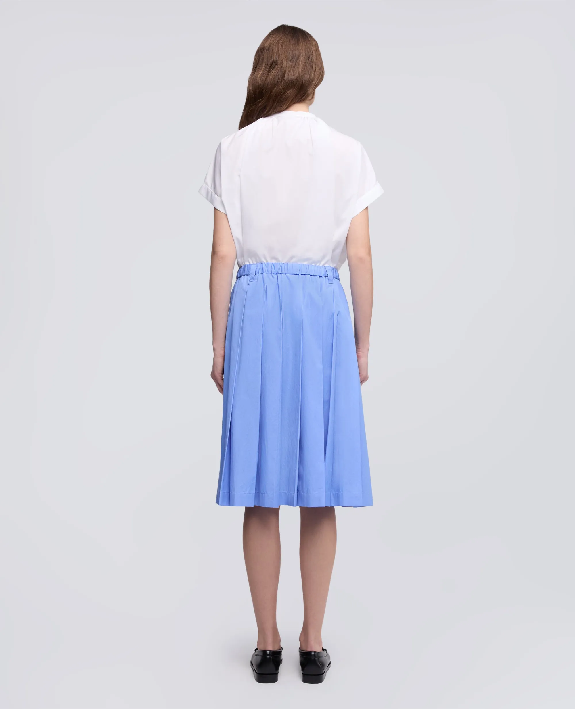 GONNA A PIEGHE IN POPELINE DI COTONE - AZZURRO sold by Aspesi product image thumbnail 3