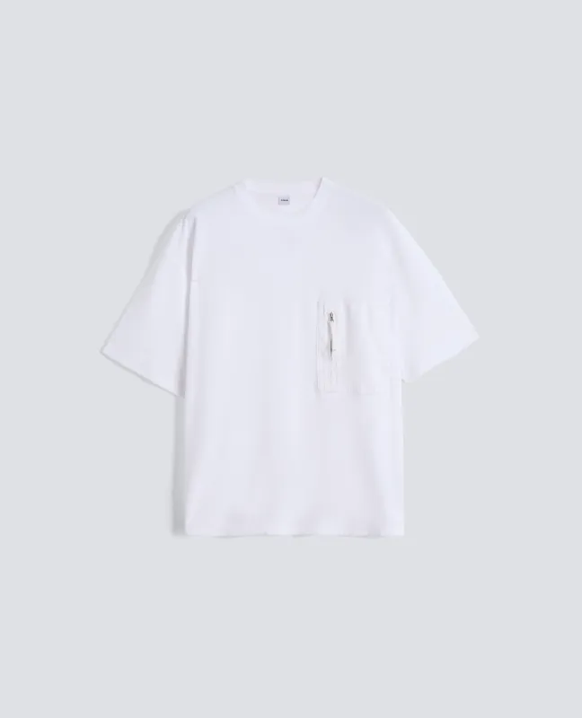 T-SHIRT IN SPUGNA DI COTONE CON TASCHINO - BIANCO made by Aspesi