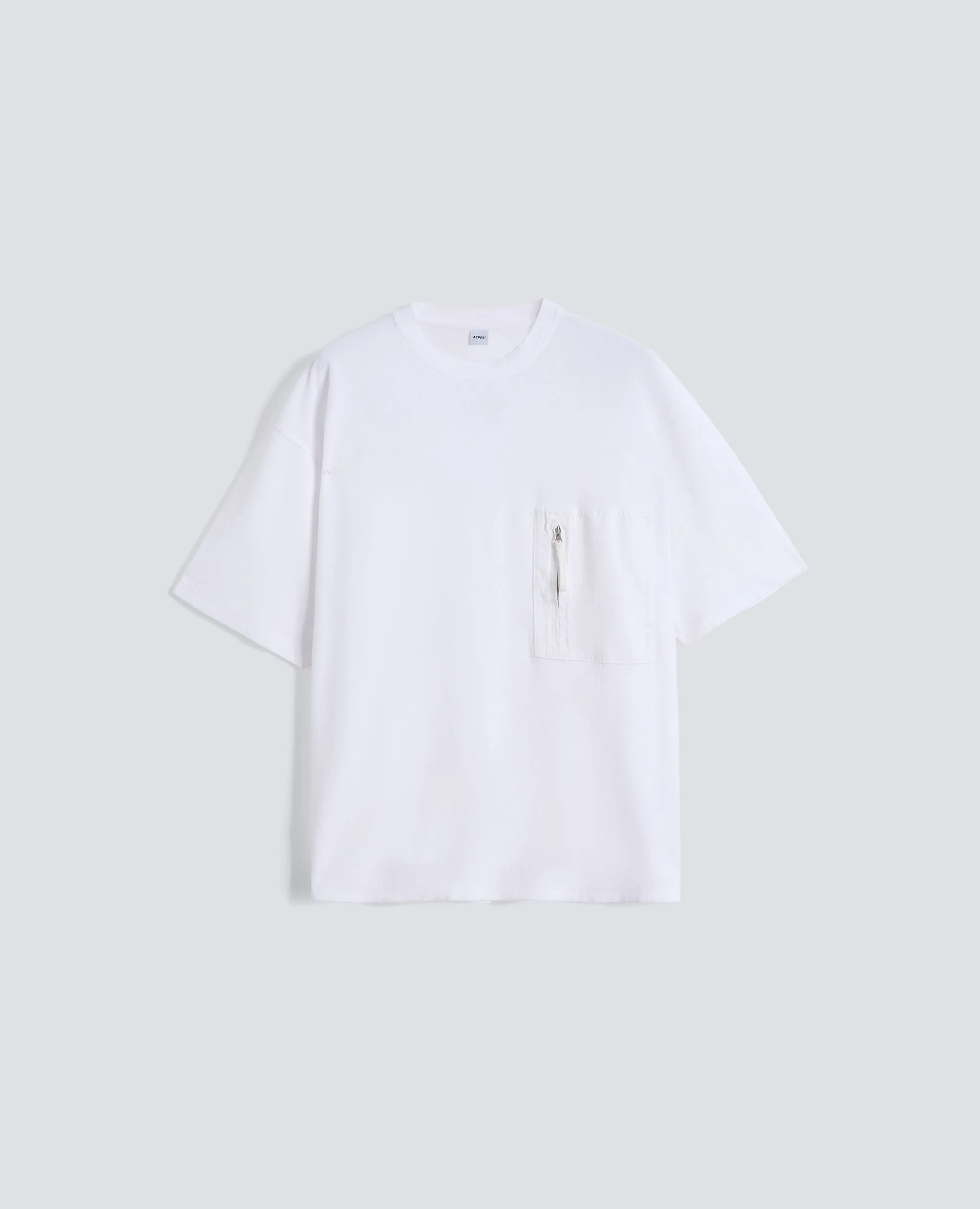 T-SHIRT IN SPUGNA DI COTONE CON TASCHINO - BIANCO sold by Aspesi