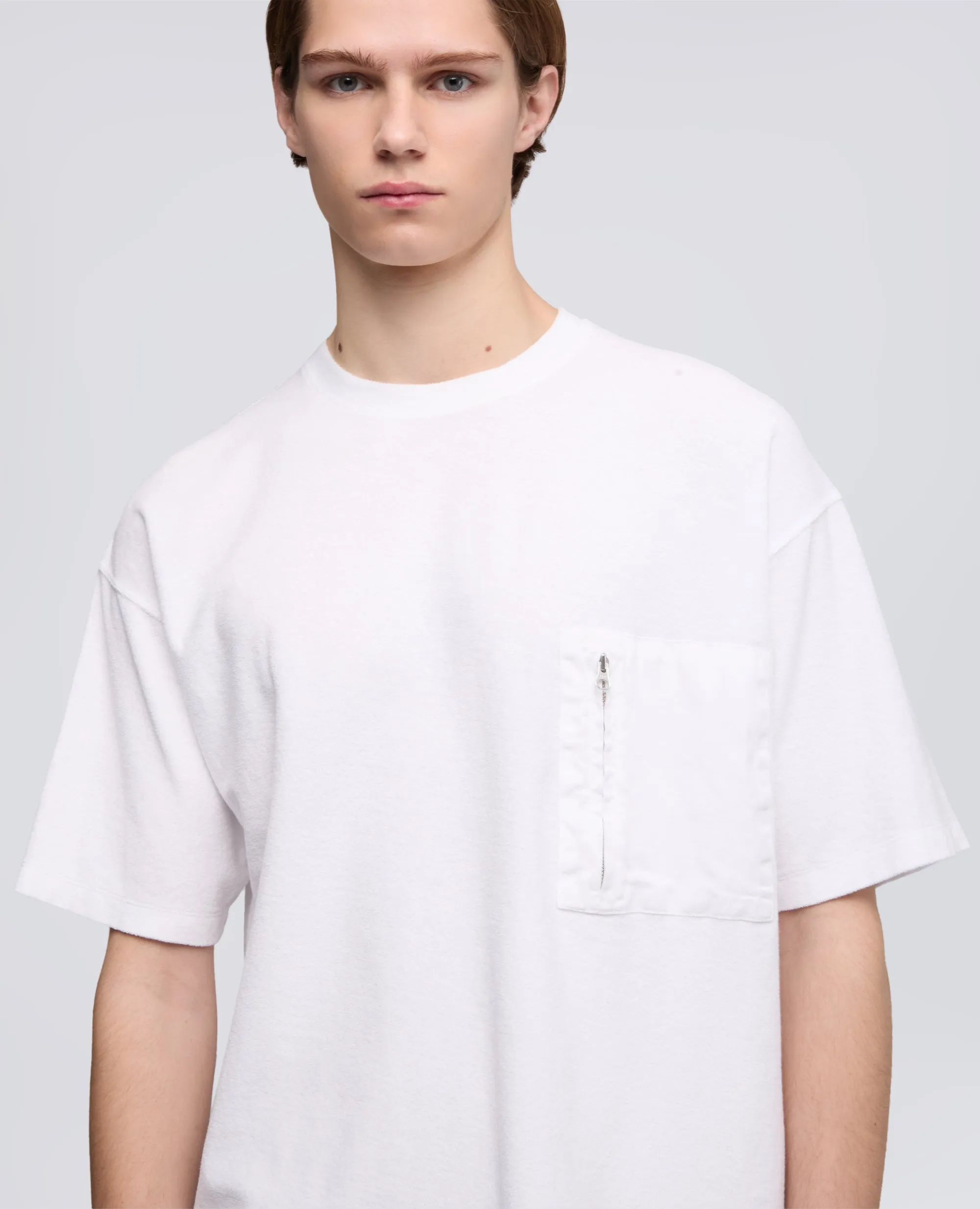 T-SHIRT IN SPUGNA DI COTONE CON TASCHINO - BIANCO sold by Aspesi product image thumbnail 4