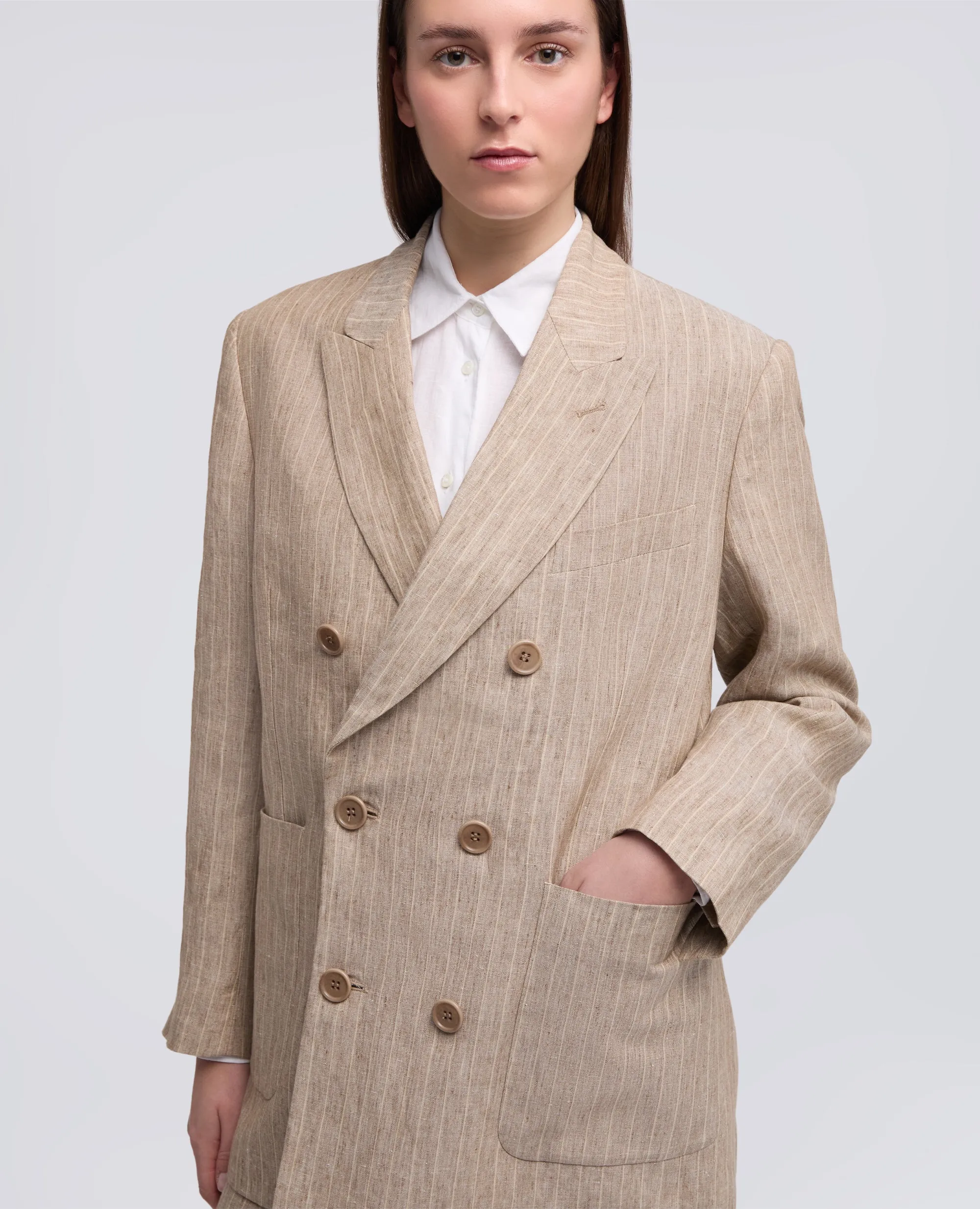 GIACCA UNISEX IN LINO TINTO FILO EFFETTO DELAVE' - COLONIALE sold by Aspesi product image thumbnail 4