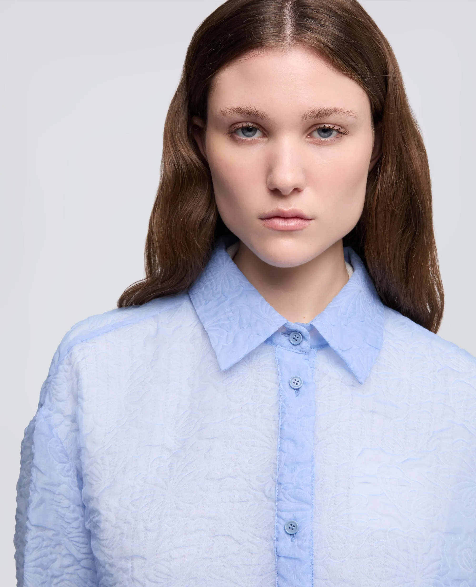 CAMICIA IN CLOQUEIN COTONE NYLON - AZZURRO sold by Aspesi product image thumbnail 4