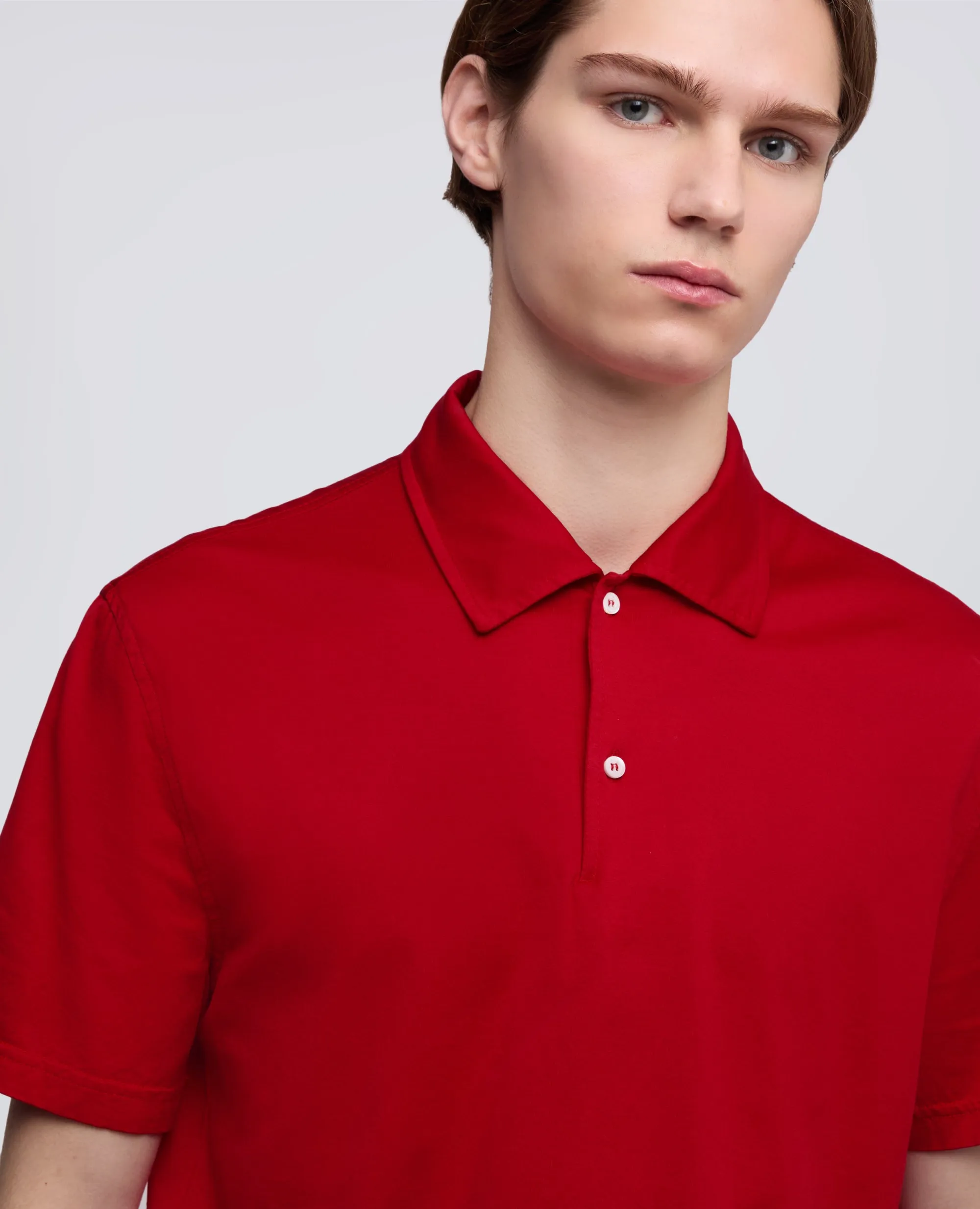 POLO A MANICA CORTA IN JERSEY DI DI COTONE - ROSSO sold by Aspesi product image thumbnail 4