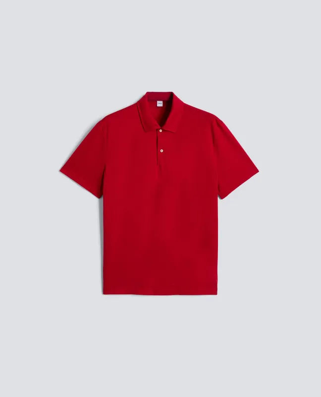 POLO A MANICA CORTA IN JERSEY DI DI COTONE - ROSSO sold by Aspesi