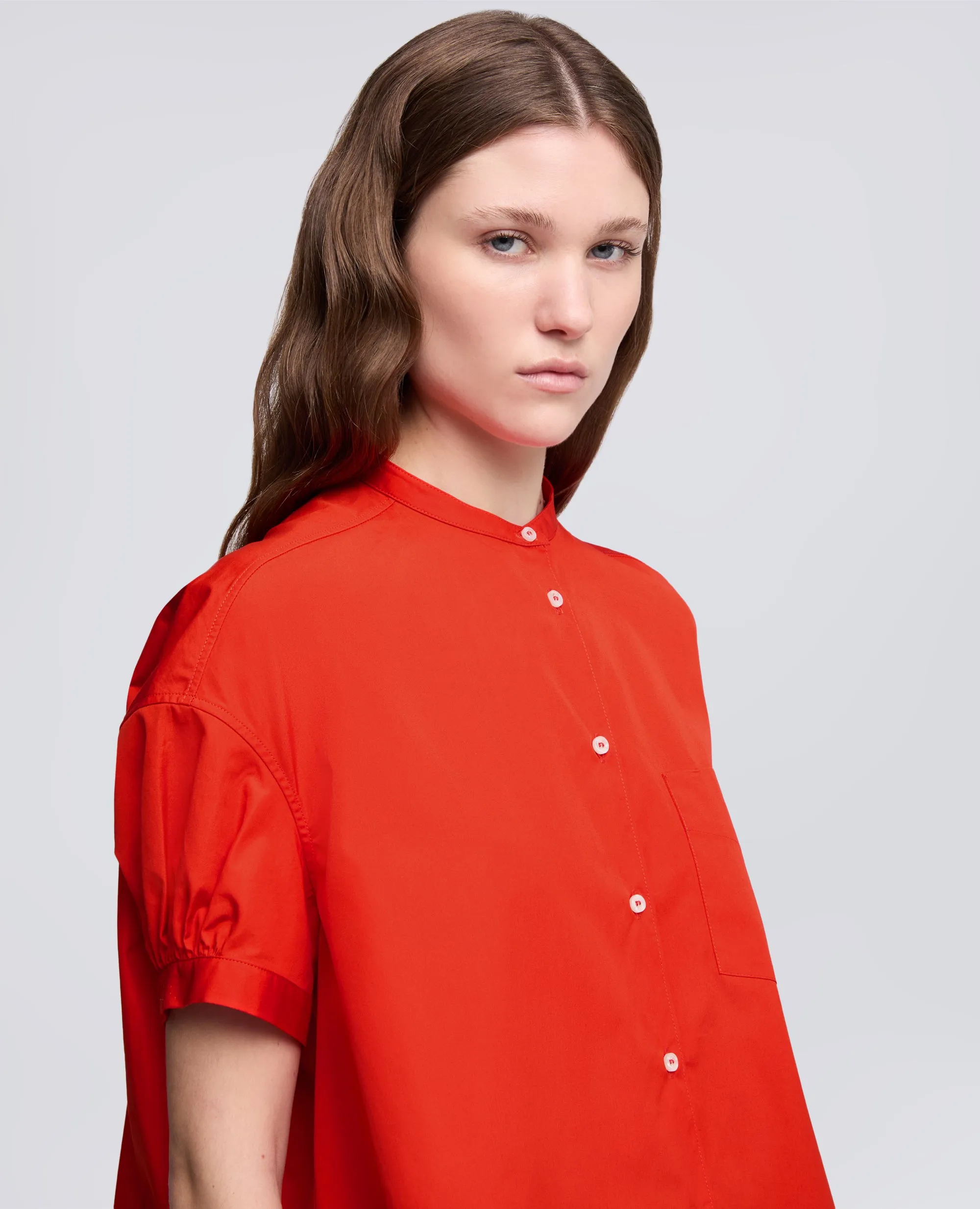 CAMICIA IN POPELINE DI PURO COTONE CON COLLO ALLA COREANA - GERANIO sold by Aspesi product image thumbnail 4