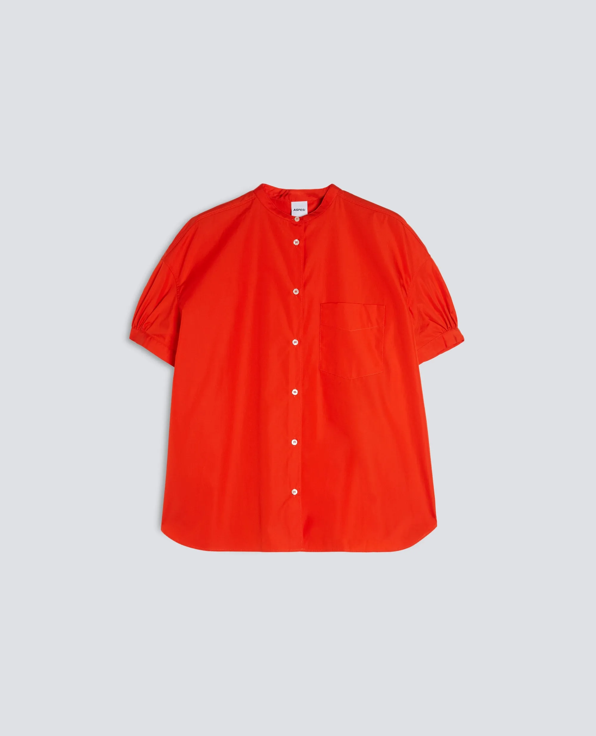 CAMICIA IN POPELINE DI PURO COTONE CON COLLO ALLA COREANA - GERANIO sold by Aspesi