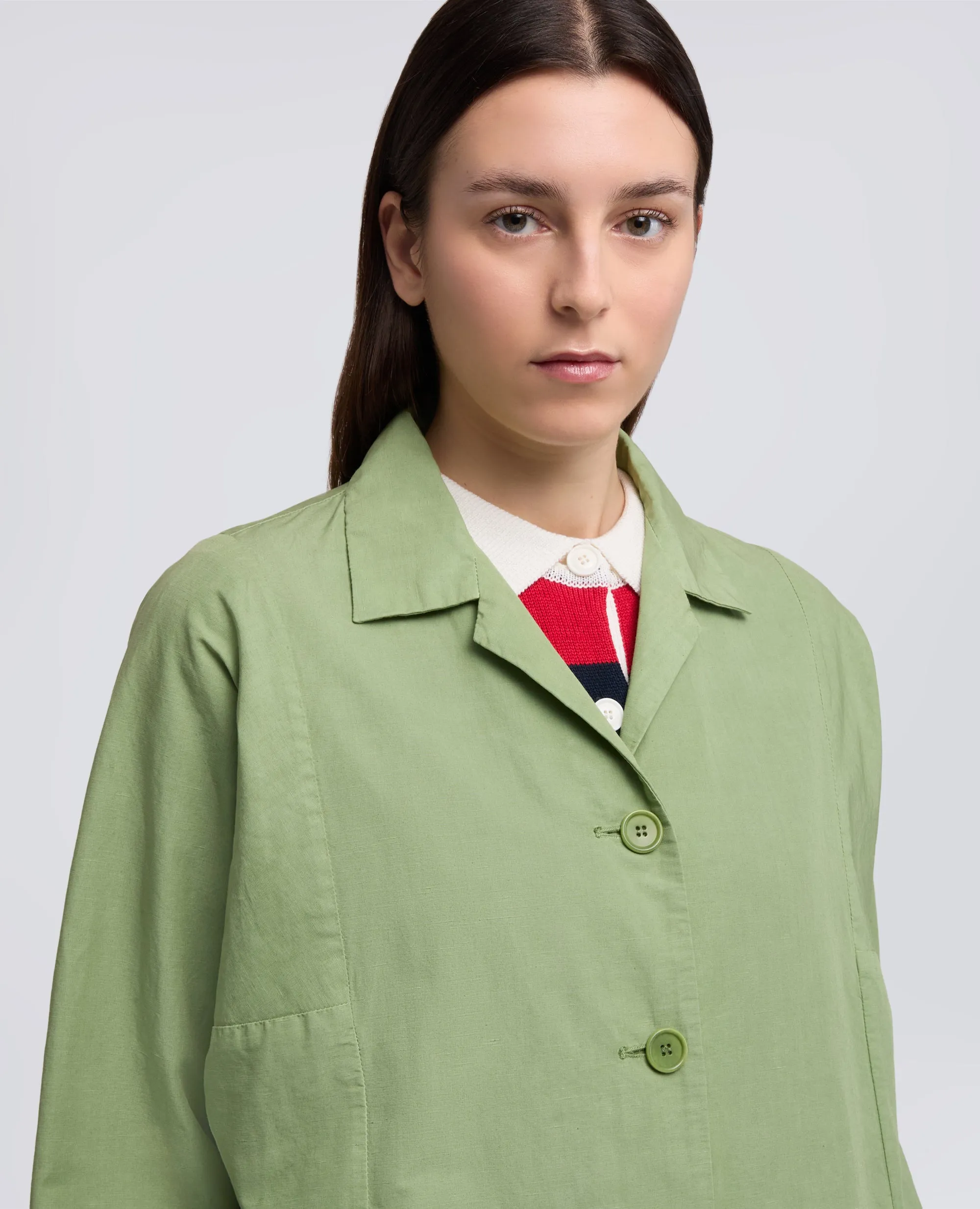 SOPRABITO IN TELA FIAMMATA COTONE E LINO TINTO CAPO - SALVIA sold by Aspesi product image thumbnail 4