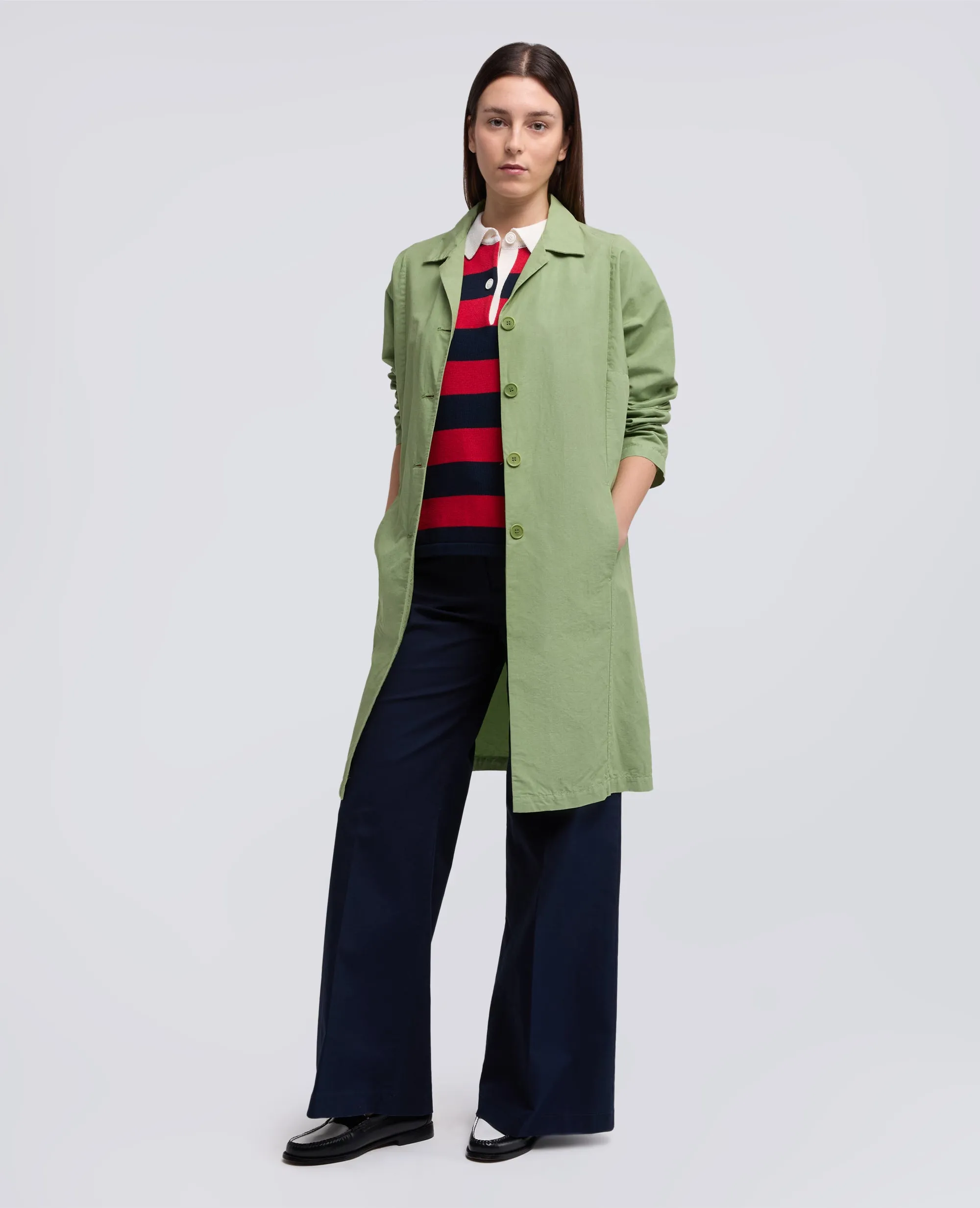 SOPRABITO IN TELA FIAMMATA COTONE E LINO TINTO CAPO - SALVIA sold by Aspesi product image thumbnail 2