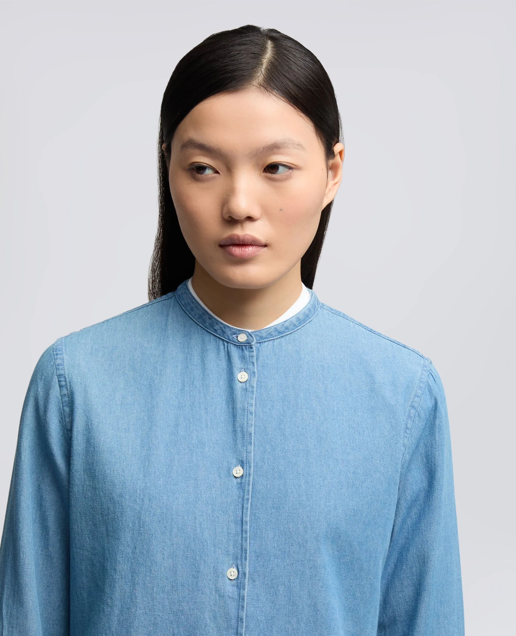 CAMICIA MOD.5416 IN DENIM DI COTONE CON COLLO ALLA COREANA - DENIM sold by Aspesi product image thumbnail 4