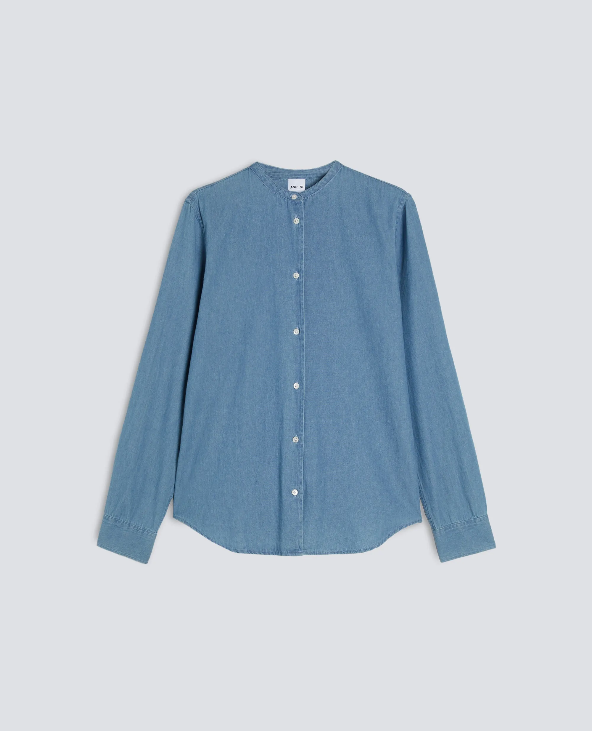 CAMICIA MOD.5416 IN DENIM DI COTONE CON COLLO ALLA COREANA - DENIM sold by Aspesi