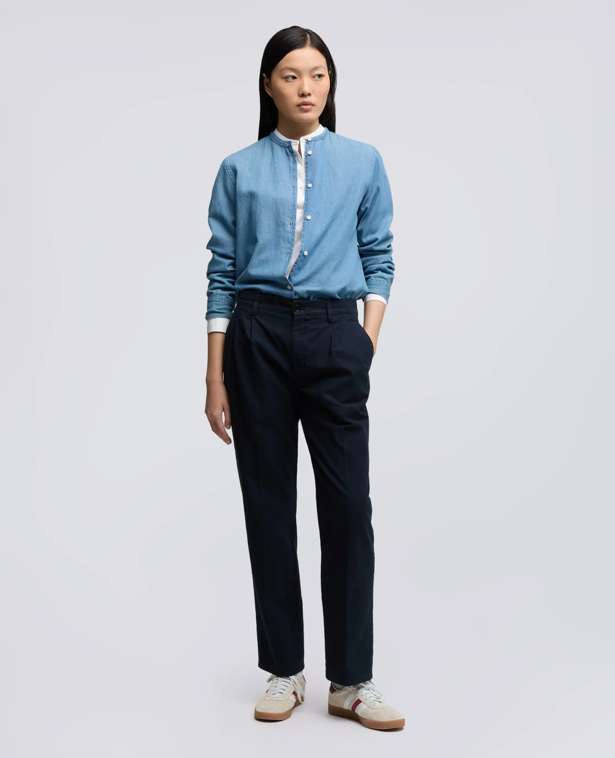 CAMICIA MOD.5416 IN DENIM DI COTONE CON COLLO ALLA COREANA - DENIM sold by Aspesi product image thumbnail 2