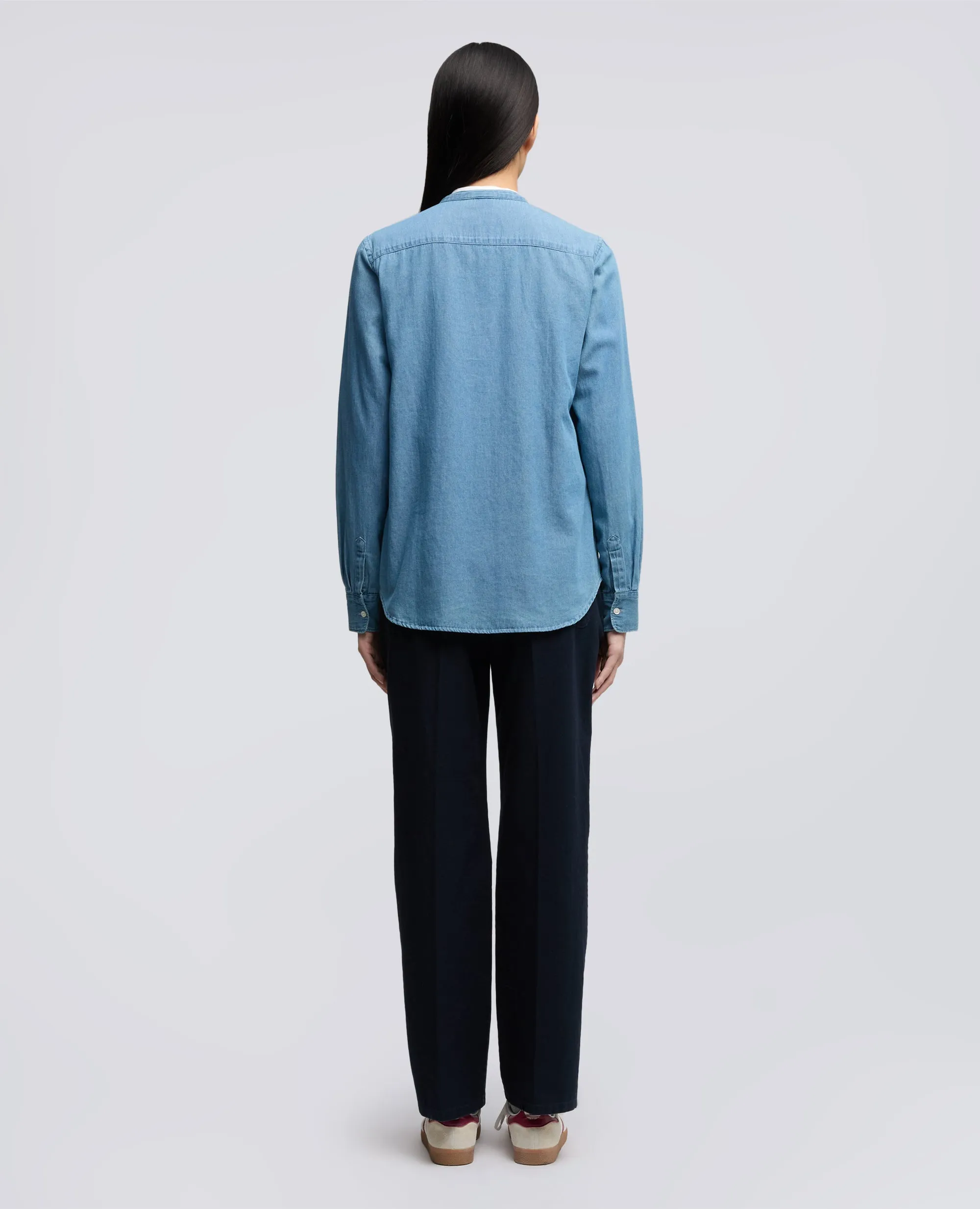 CAMICIA MOD.5416 IN DENIM DI COTONE CON COLLO ALLA COREANA - DENIM sold by Aspesi product image thumbnail 3