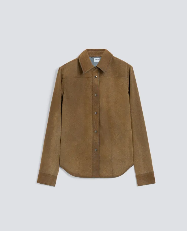 CAMICIA IN CHAMBRAY FLOCCATO EFFETTO PELLE - COLONIALE sold by Aspesi