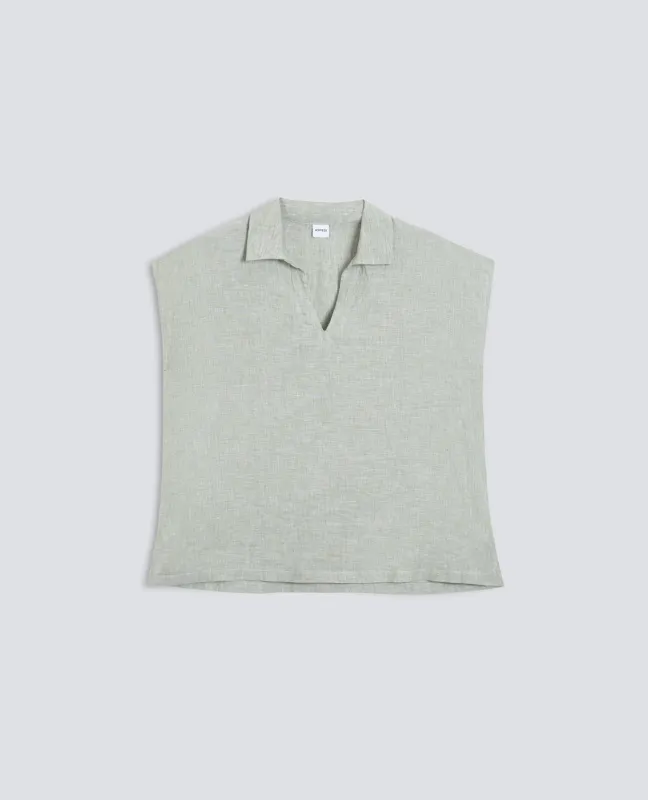 TOP IN LINO DELAVE - SALVIA made by Aspesi