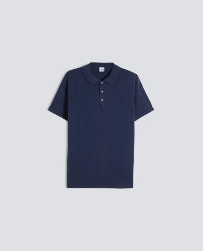 POLO IN MAGLIA DI COTONE, SETA E LINO - NAVY sold by Aspesi