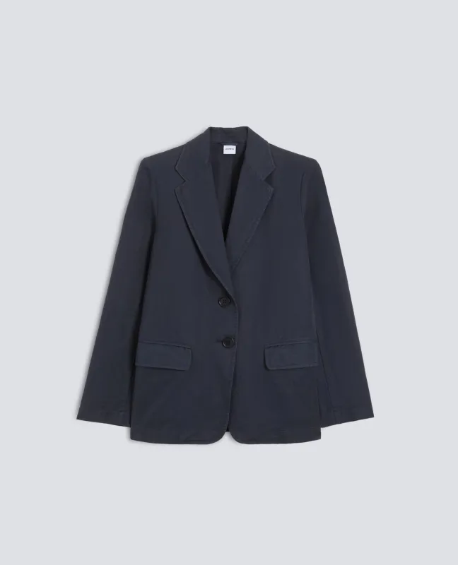 GIACCA MONOPETTO DECOSTRUITA IN GABARDINA COTONE E LINO TINTO CAPO - NAVY made by Aspesi