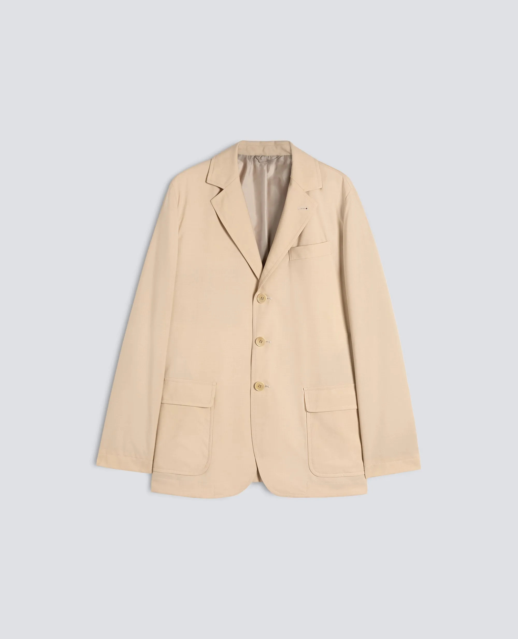 BLAZER IN LANA-POLIESTERE COMFORT - NATURALE sold by Aspesi