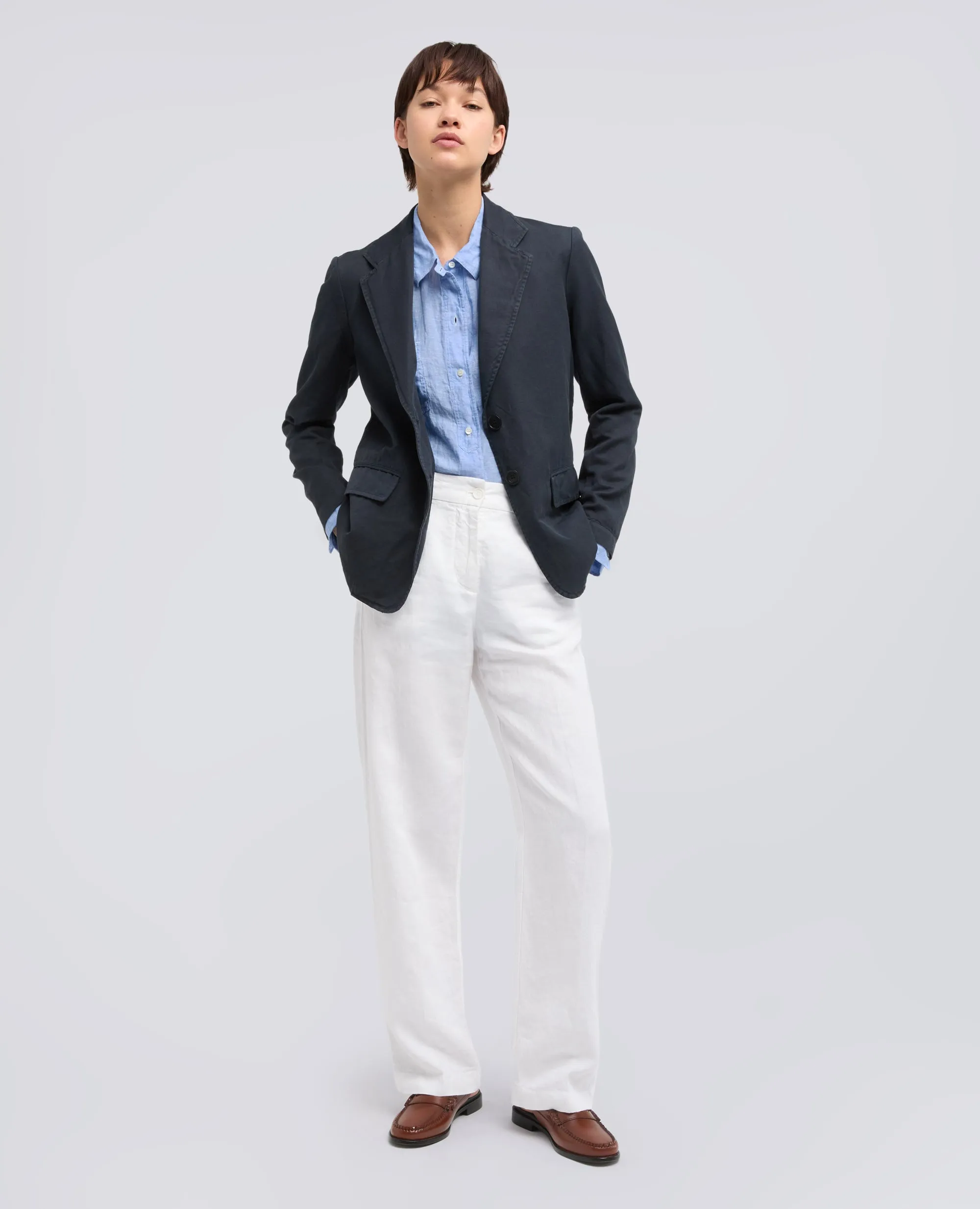 CAMICIA GIROCOLLO IN LINO DELAVE - AZZURRO sold by Aspesi product image thumbnail 2