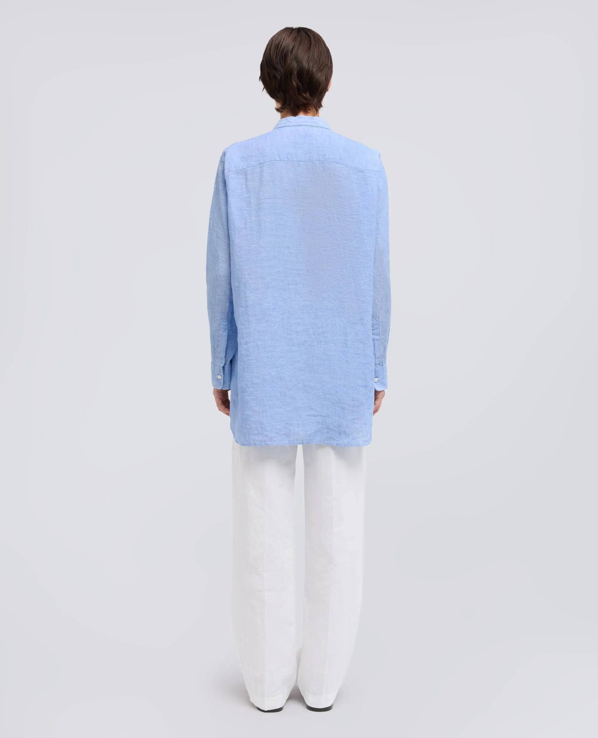 CAMICIA GIROCOLLO IN LINO DELAVE - AZZURRO sold by Aspesi product image thumbnail 3