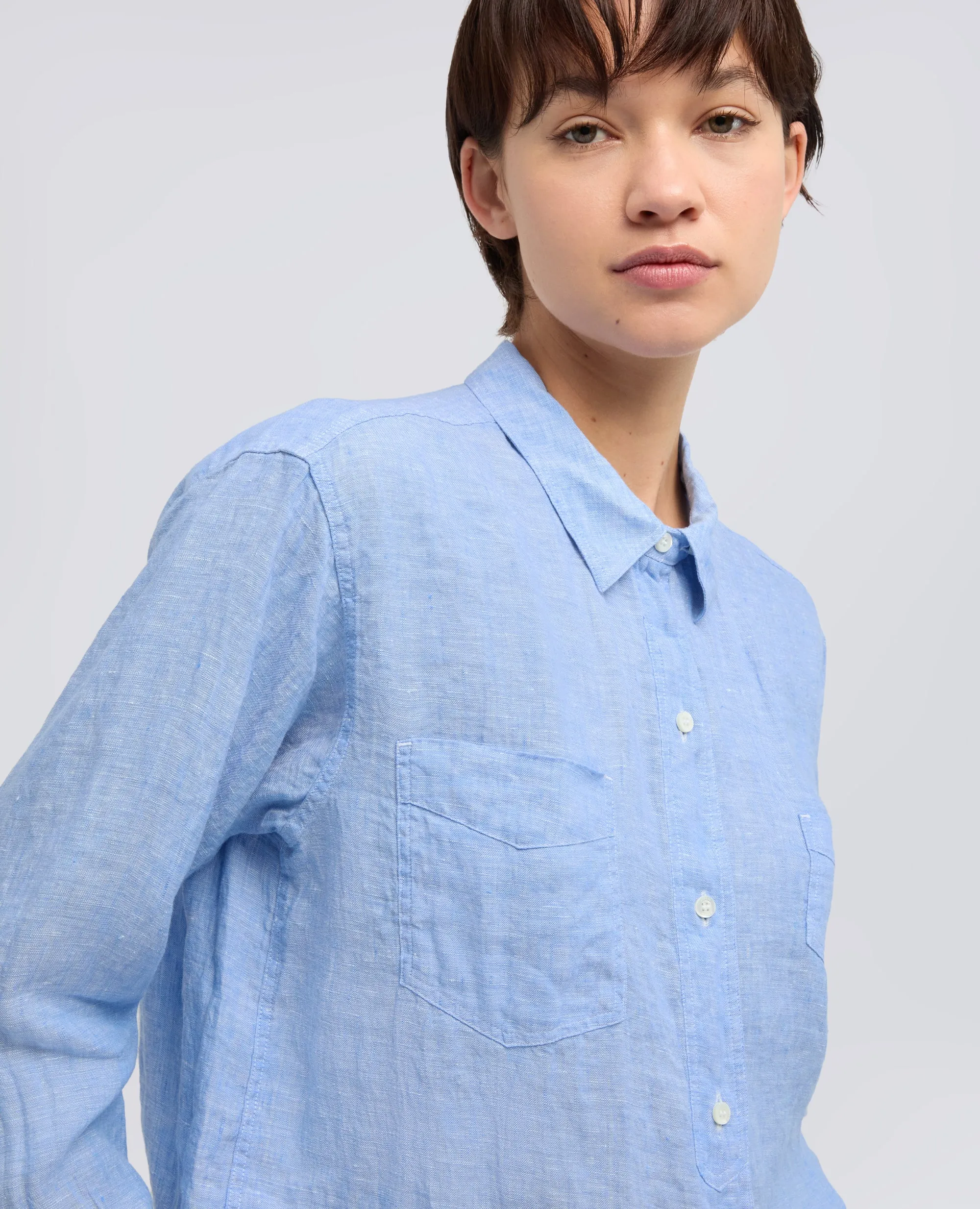 CAMICIA GIROCOLLO IN LINO DELAVE - AZZURRO sold by Aspesi product image thumbnail 4