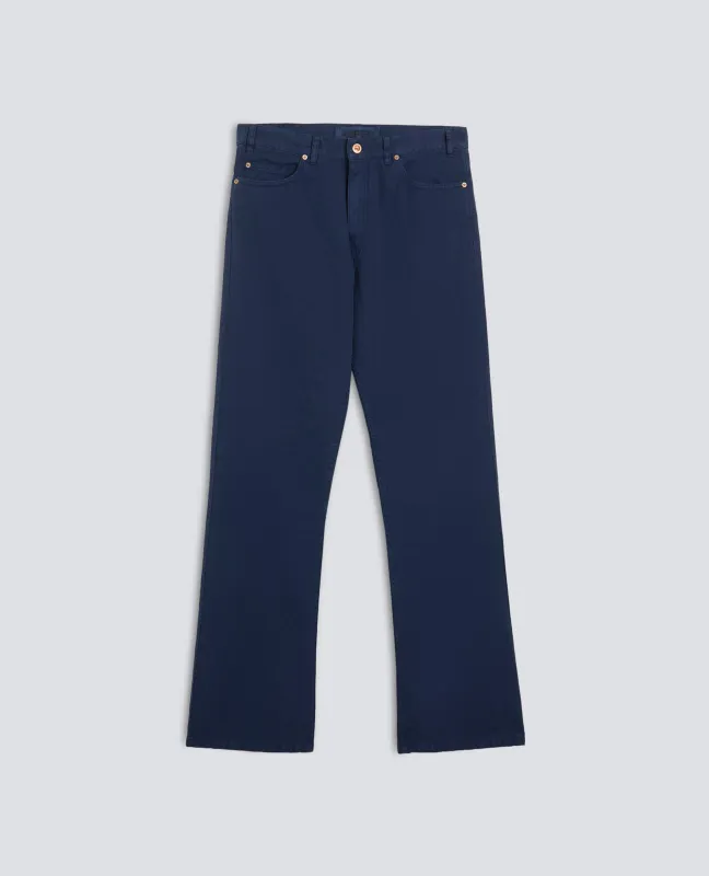 PANTALONE BOOT IN TELA RUSTICA DI COTONE E LINO, TINTO CAPO - AVIO made by Aspesi