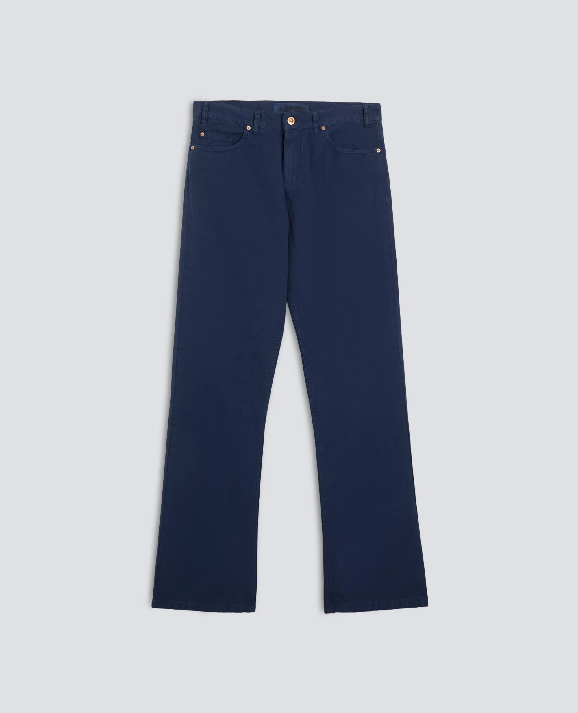 PANTALONE BOOT IN TELA RUSTICA DI COTONE E LINO, TINTO CAPO - AVIO sold by Aspesi