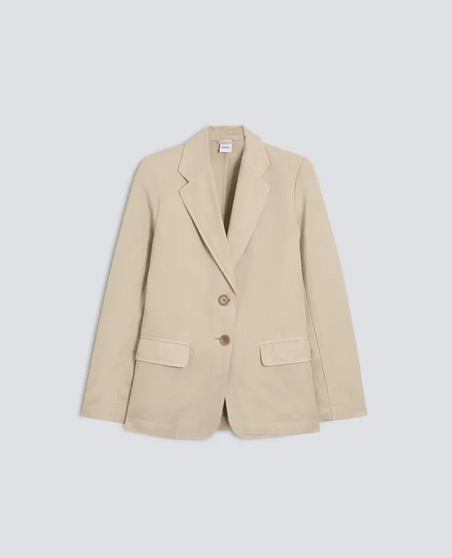 GIACCA MONOPETTO DECOSTRUITA IN GABARDINA COTONE E LINO TINTO CAPO - BEIGE made by Aspesi