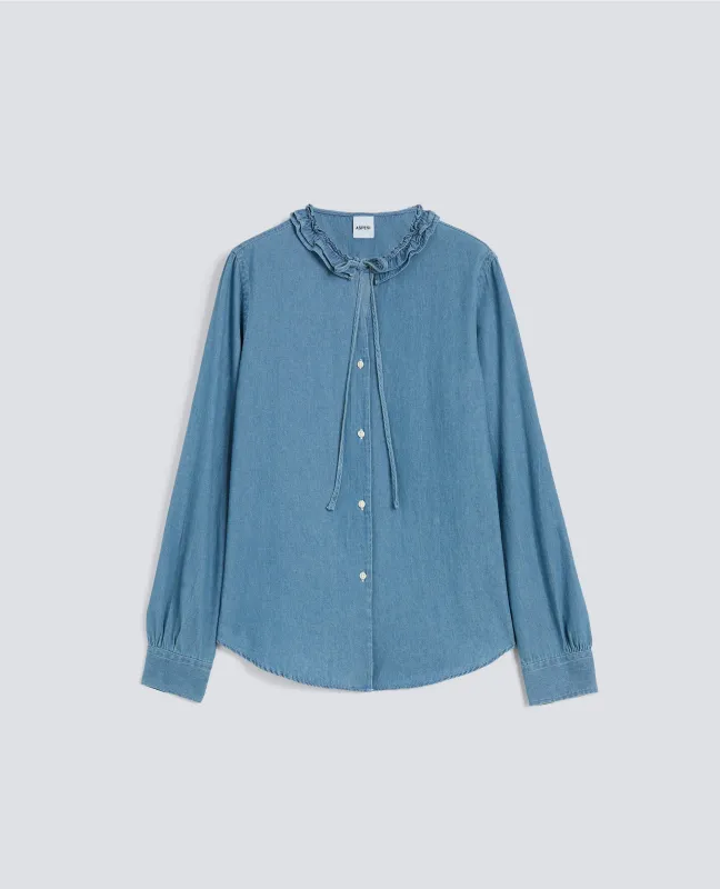 CAMICIA GIROCOLLO IN DENIM - DENIM made by Aspesi