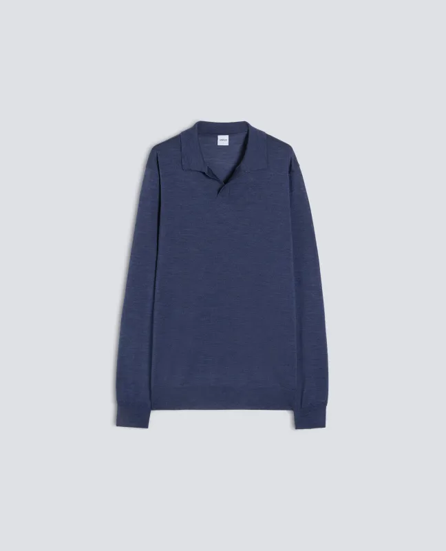 POLO SENZA BOTTONI IN LANA E SETA - AVIO made by Aspesi