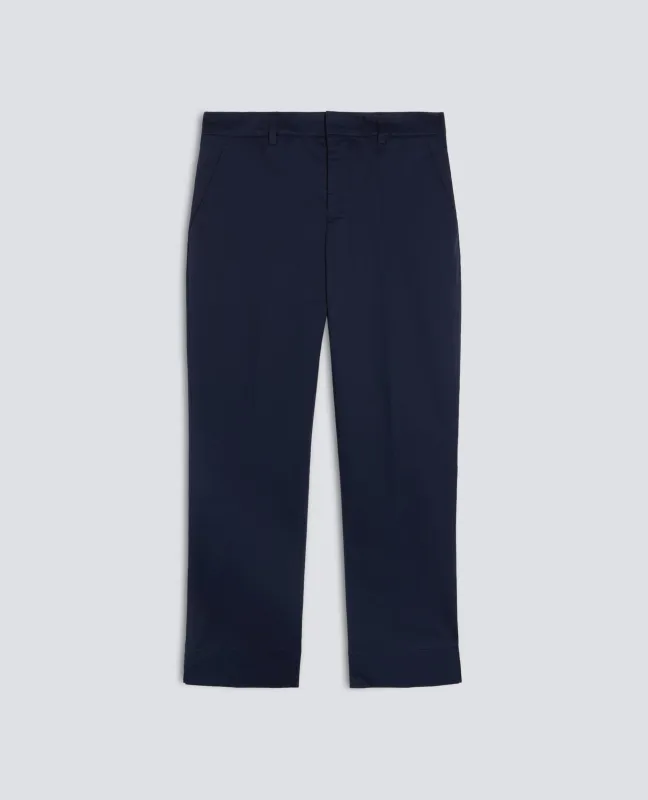 PANTALONE CAPRI IN TWILL DI COTONE STRETCH - NAVY made by Aspesi