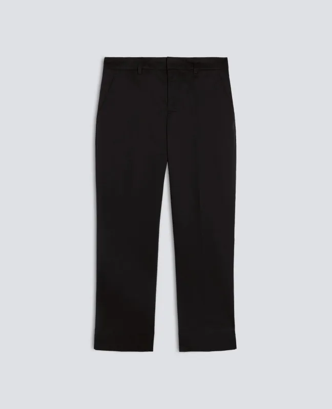 PANTALONE CAPRI IN TWILL DI COTONE STRETCH - NERO made by Aspesi