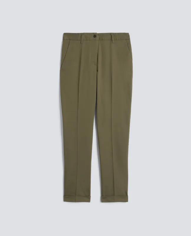 PANTALONE IN TWILL DI COTONE STRETCH - MILITARE made by Aspesi