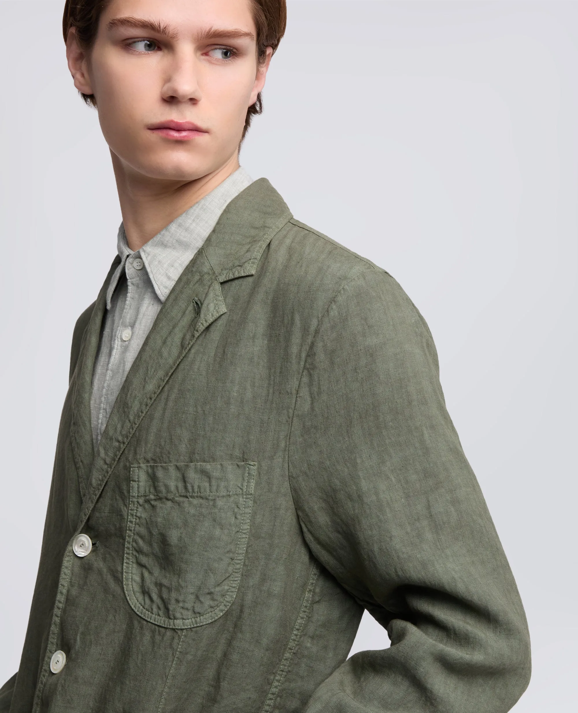 BLAZER SFODERATO IN LINO - VERDE sold by Aspesi product image thumbnail 4